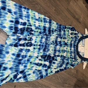 New Directions Blue Tie-Dye Blouse